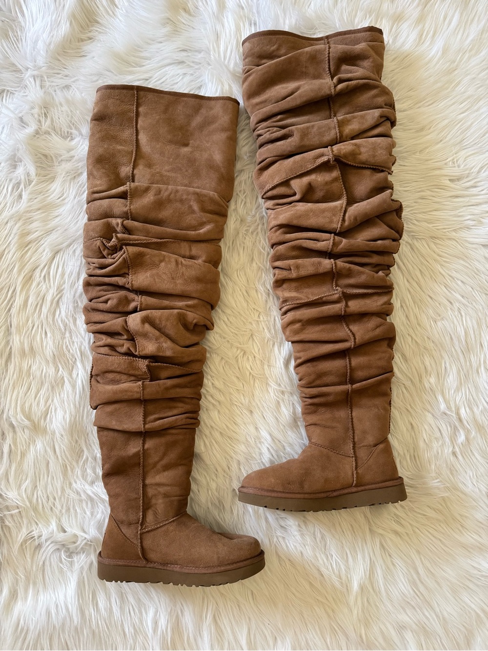 Y/Project x Ugg Shearling Thigh High Boots Brown US 5 EU 36